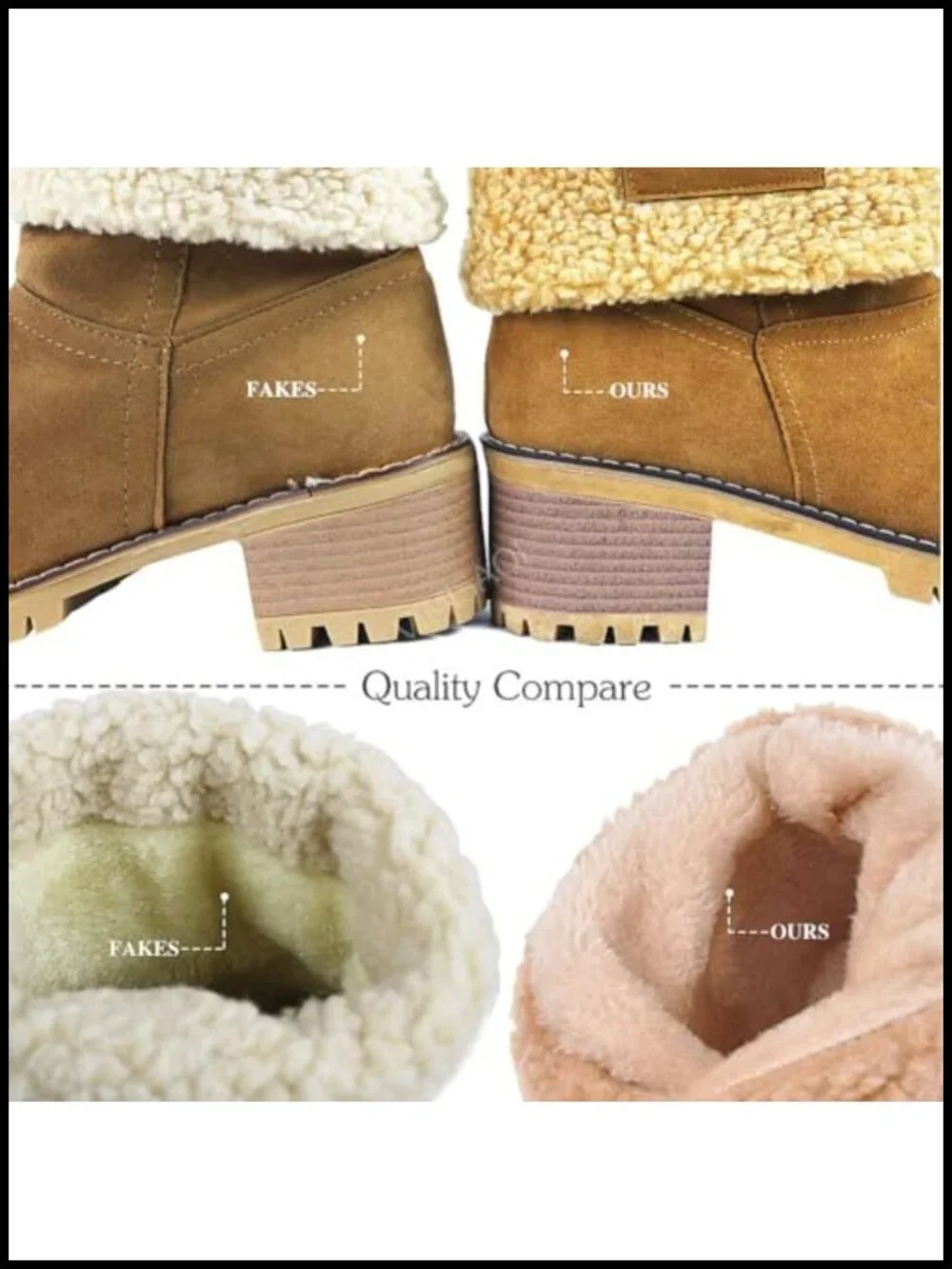 Faux Suede Ankle Snow Booties Chunky Heel Slip On Winter Shoes